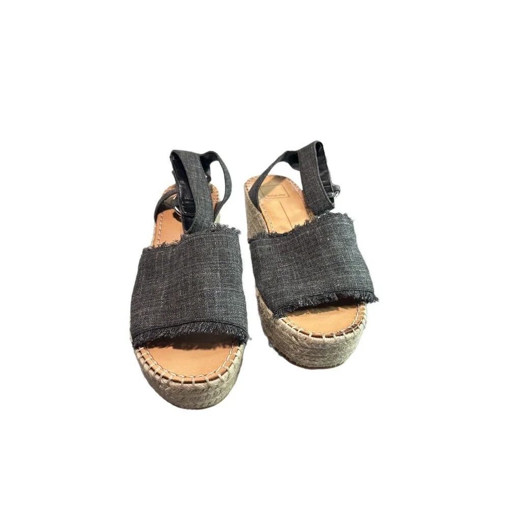 Dolce Vita Women's Lesly Espadrille Wedge Sandal Ash Denim Size 9.5